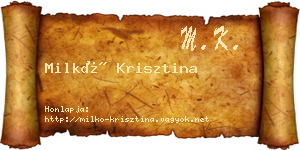 Milkó Krisztina névjegykártya